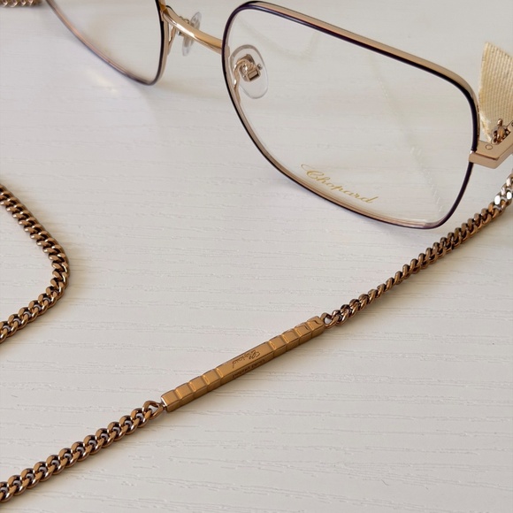New! Chopard Rose Gold Eyeglasses, Titanium with Chain, VCHF49 0357, Authentic main image 5